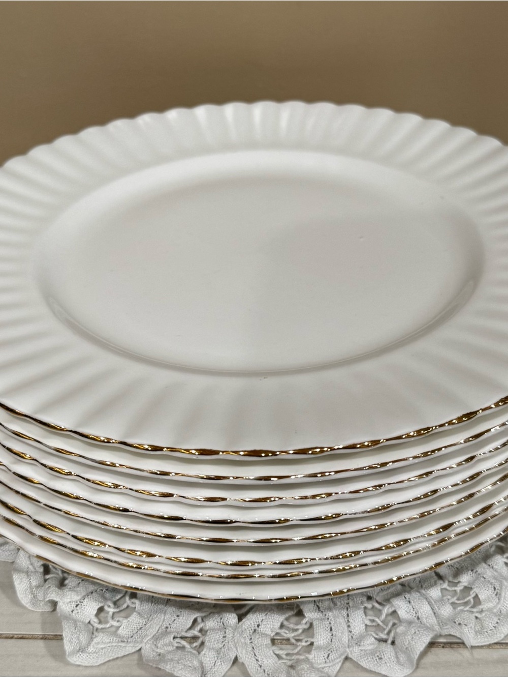 Royal Albert Val D’Or Bone China Dinner  Plates with Gold Trim - Set of 8
